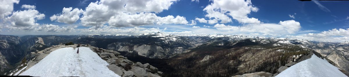 360 degree panoramic view from atop Clouds Rest in Yosemite National Park