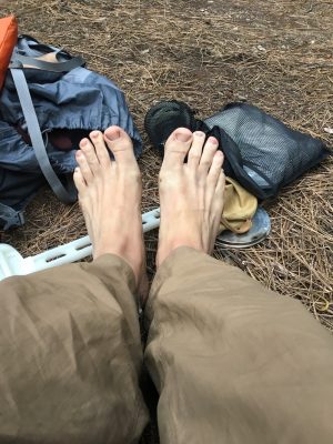 My bare feet after a couple of days hiking in Yosemite National Park